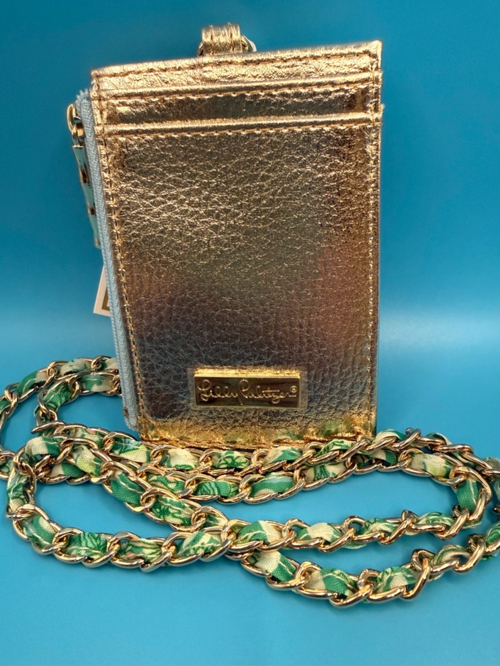 Lilly Pulitzer Metallic Gold Trim Floral ID Lanyard Card Holder - Picture 8 of 8